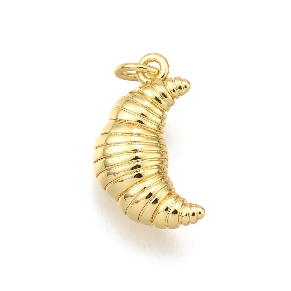 1635 20Pcs Brass Baking Food Charms Cute Imitation Croissant Bread Charms